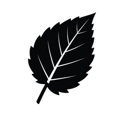 Black leaf silhouette with veins white icon