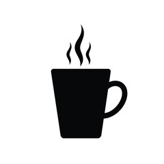 Black silhouette of steaming mug drink