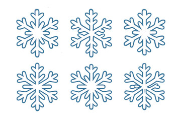 Set of isolated snowflake icons with frosty winter designs, cartoon style vector illustration, transparent background, decorative frozen ice crystals collection, cold season elements