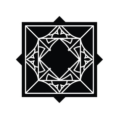 Geometric square mandala icon abstract black