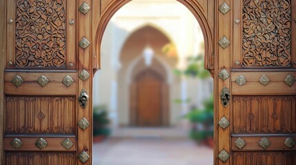 Ornate wooden archway doors