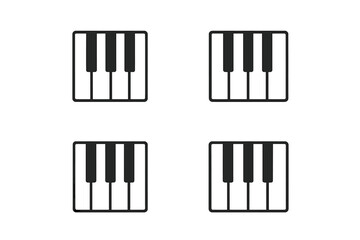 Piano keyboard icon set for music design. Minimalist vector graphic symbol for app button or logo. Simple flat illustration of musical instrument keys for web or print.