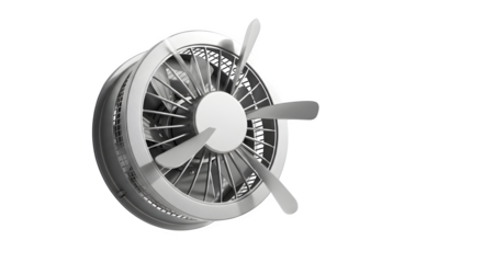 Close up of a jet engine isolated on transparent background, front view