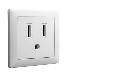 Electrical outlet isolated on transparent background, power socket, wall socket