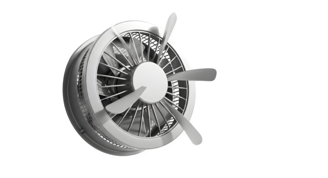 Close up of a jet engine isolated on transparent background, front view