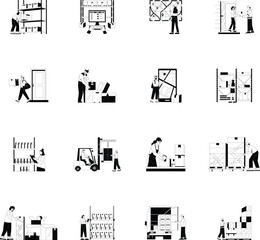 WebPack of Logistic Shipping Drawing Style Illustrations 
