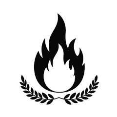 Black flame laurel wreath icon fire heat