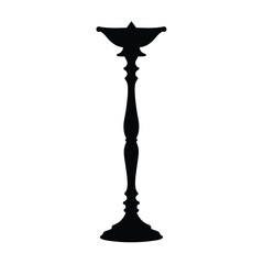 Tall standing lamp diya silhouette vector