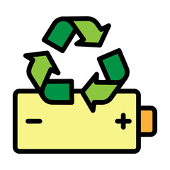 Fototapeta premium Battery Recycling Vector Filled Icon Design