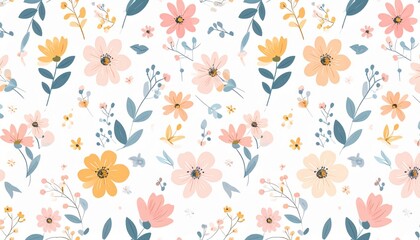 Seamless Floral and Leaf Pattern