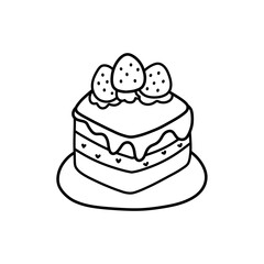 Cute cartoon cake dessert hand drawn doodle