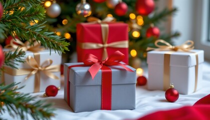 Festive Gift Wrapping with Pine and Holiday Decorations