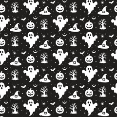 Halloween seamless pattern, vector, art, icon illustration