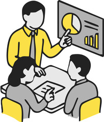 isometric vector illustration of business person doing job