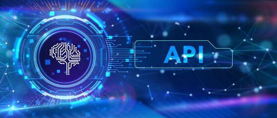 API - Application Programming Interface. Software development tool. Business, modern technology, internet and networking concept. 3d illustration