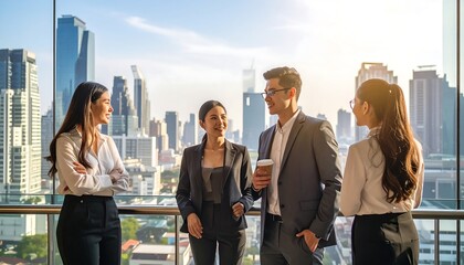 Fototapeta premium Business people chatting outdoors