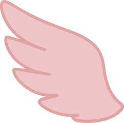 Simple Pink Cartoon Wing Graphic Element with Delicate Outline Illustration