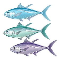 Obraz premium set of icon in fish isolated on white background