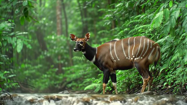 Antelope in lush forest