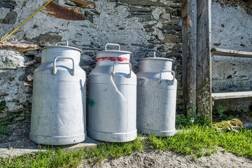 Milk containers produced by peasants in the mountains