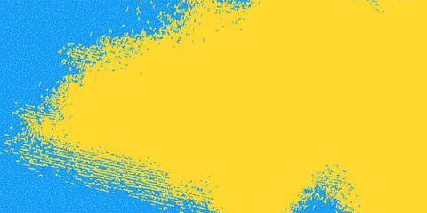 Vector collage grunge banner. Scribble elements on a retro poster. Stylish modern advertising poster design with space for text. Sky blue yellow background.