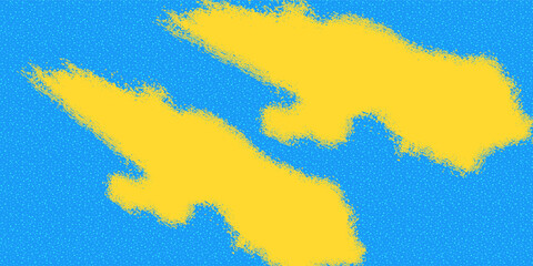 Vector collage grunge banner. Scribble elements on a retro poster. Stylish modern advertising poster design with space for text. Sky blue yellow background.