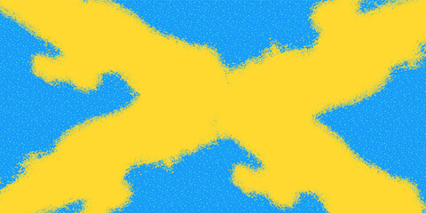 Vector collage grunge banner. Scribble elements on a retro poster. Stylish modern advertising poster design with space for text. Sky blue yellow background.