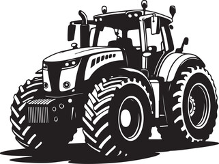 Black silhouette of a modern tractor on white vehicle