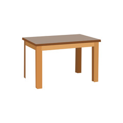 A flat, vector illustration of a simple rectangular wooden table.