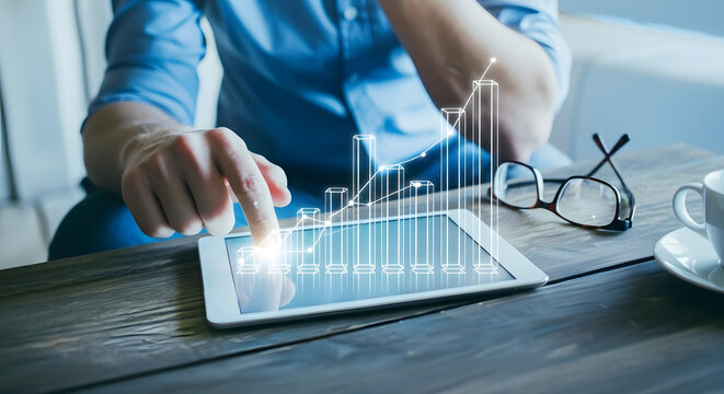 Analyzing business stats with tablet for improved financial performance