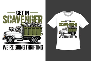 Get In Scavenger Were Going Thrifting A Raccoon Western-Style Illustration