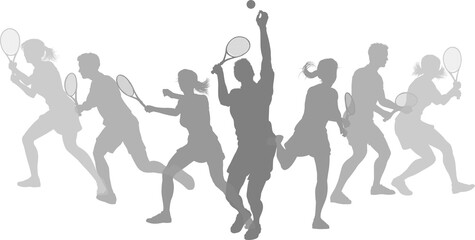 Silhouette Tennis Players Silhouettes Concept