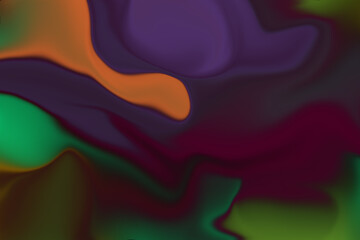 Dark abstract fluid pattern with purple, orange, and green tones