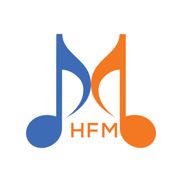 HFM Music Company logo. HFM Company logo design for Musical Note and business. HFM Entertainment Branding best icon.

