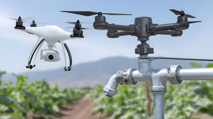 of smart agriculture field with drone monitoring and automated irrigation system