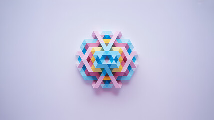 Abstract geometric shape isolated on white background with pastel color scheme