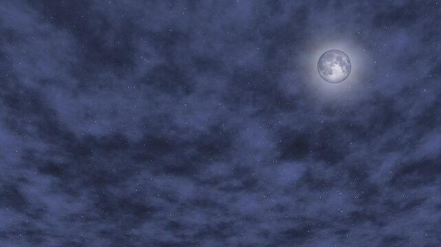 Night sky astronomy full moon stars cloudscape universe galaxy peaceful nighttime scenery. Full moon night sky stars cloudscape dreamy romantic serene tranquil atmospheric dark blue.