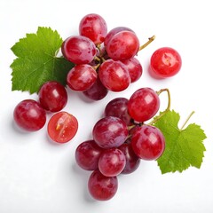Fototapeta premium Red grapes with leaves
