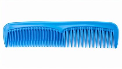 Blue dual-tooth comb on white surface