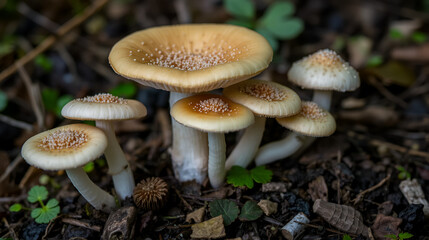 Mushrooms Conocybe Tenera on herbivore animal excrement
