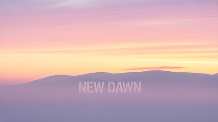 New dawn over the mountains with a beautiful pink and purple sky view