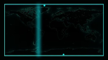 Animated global map teal glowing outline world countries borders technology futuristic interface hud. Global map animated background teal glowing outline world countries borders. - Powered by Adobe