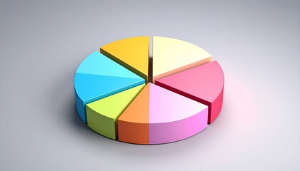 Obraz premium 3D pie chart with six pastel segments and shadow depth