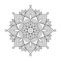 Elegant garden burst mandala coloring book page