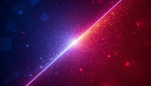 Diagonal light streak with particles