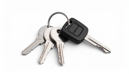 Car keys on ring with remote fob