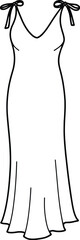 Fashion illustration of a long flowing dress with tie shoulder straps clothing apparel