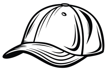 Baseball Cap Icon Vector, Monochrome Style Design on a Clean White Backdrop