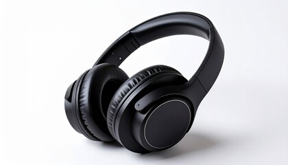 Black over-ear headphones with cushioned ear cups and padded headband on white background.