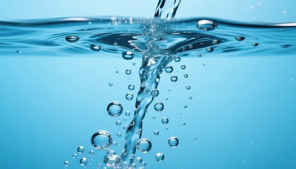 Water Splash Underwater Ripple Effect Blue Clear Liquid Stock Photo